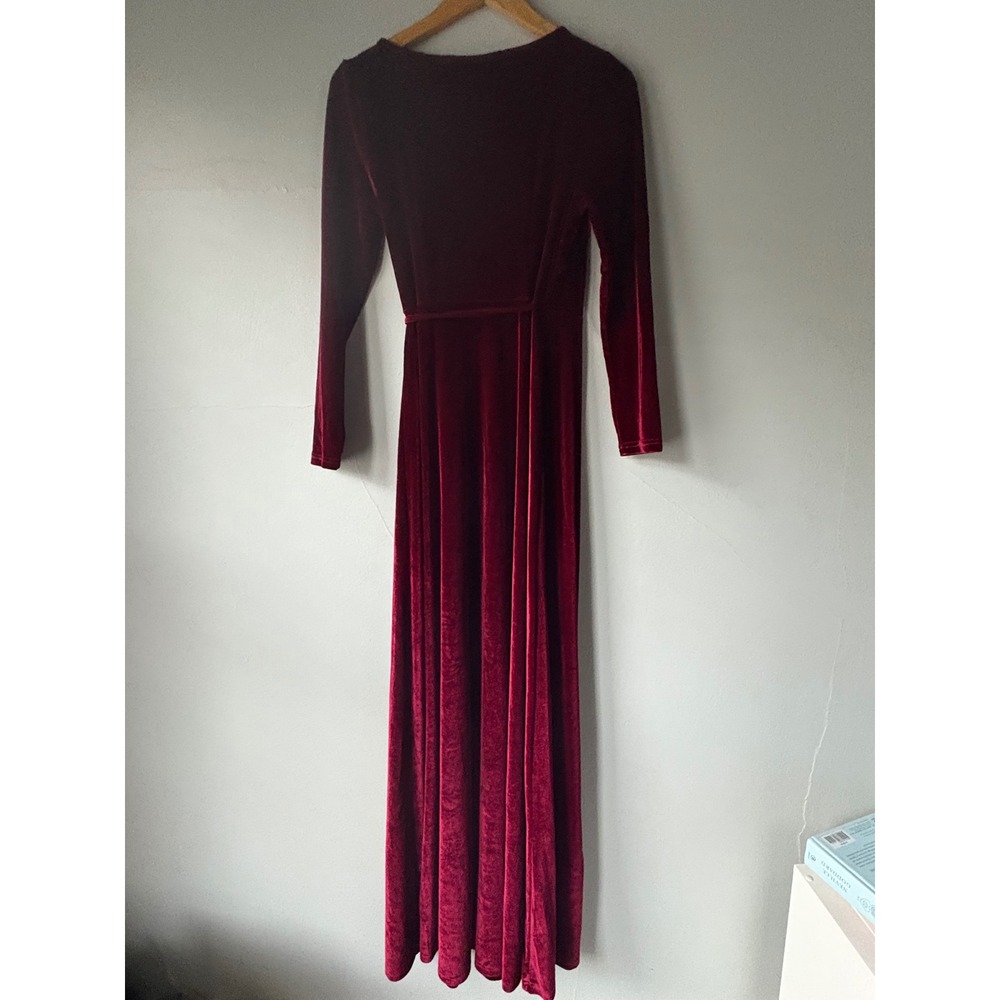 Baltic Born Esmerelda Merlot Velvet Wrap Maxi Dress Small - Picture 9 of 12